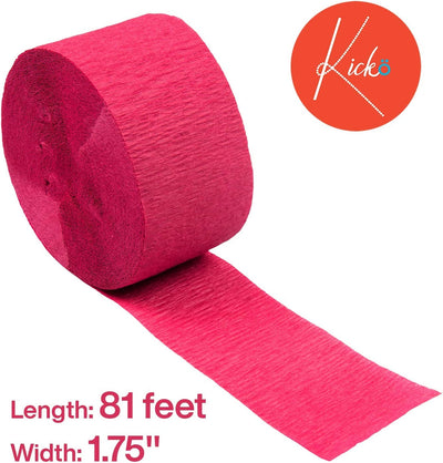 Kicko Burgundy Red Crepe Streamers - 6 Pack of Streamer Rolls - 486 Feet x 1.75 Inches