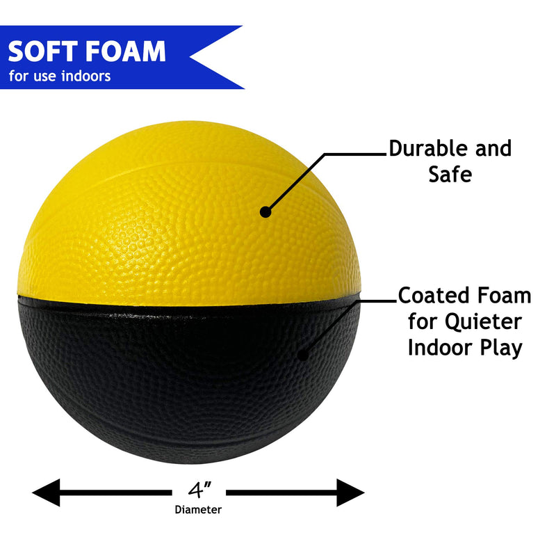 Botabee 4 Foam Mini Basketball for SKLZ Pro Mini Hoop Micro, 2 Pack | Safe & Quiet Small