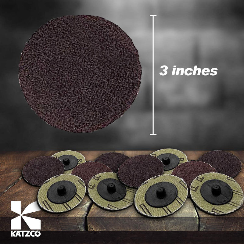 Katzco Quick Change Sanding Disc - 25 Piece Set of Heavy Duty and Durable 3 Inch 36 Grit