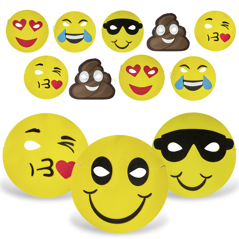 Kicko Foam Emoticon Masks - 12 Pack - 7.5 Inch - for Kids, Party Favors, Stocking