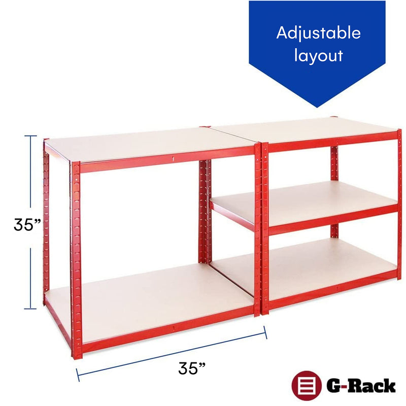 Garage Shelving Units - 71" H x 35" L x 24" W - Heavy Duty Racking - Shelves for Storage