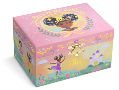 Jewelkeeper Girl's Musical Jewelry Storage Box with Black Ballerina, Little Queen Design