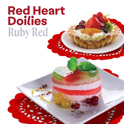 Kicko Red Heart Doilies - 30 Pack - 6 Inches - Disposable Dinner Accessories - Party