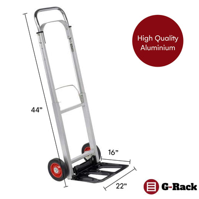 Folding Aluminium Industrial Hand Trolley - with Anti Puncture Tyres and 220LB Load