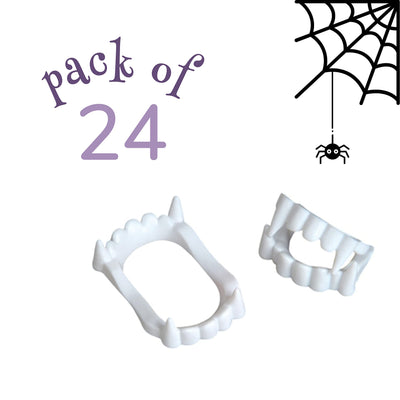 Neliblu 24 White Vampire Fangs, Plastic Teeth, Costume Accessory Halloween Party