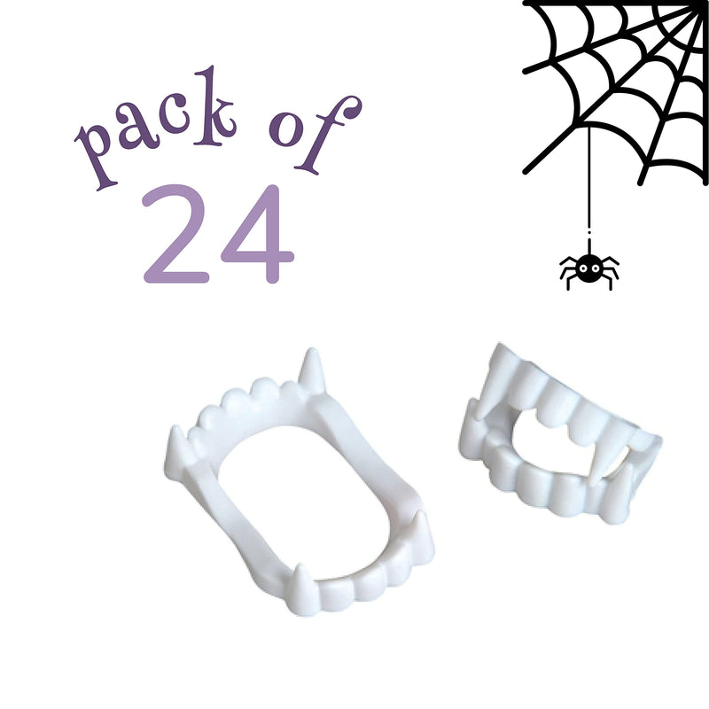 Neliblu 24 White Vampire Fangs, Plastic Teeth, Costume Accessory Halloween Party