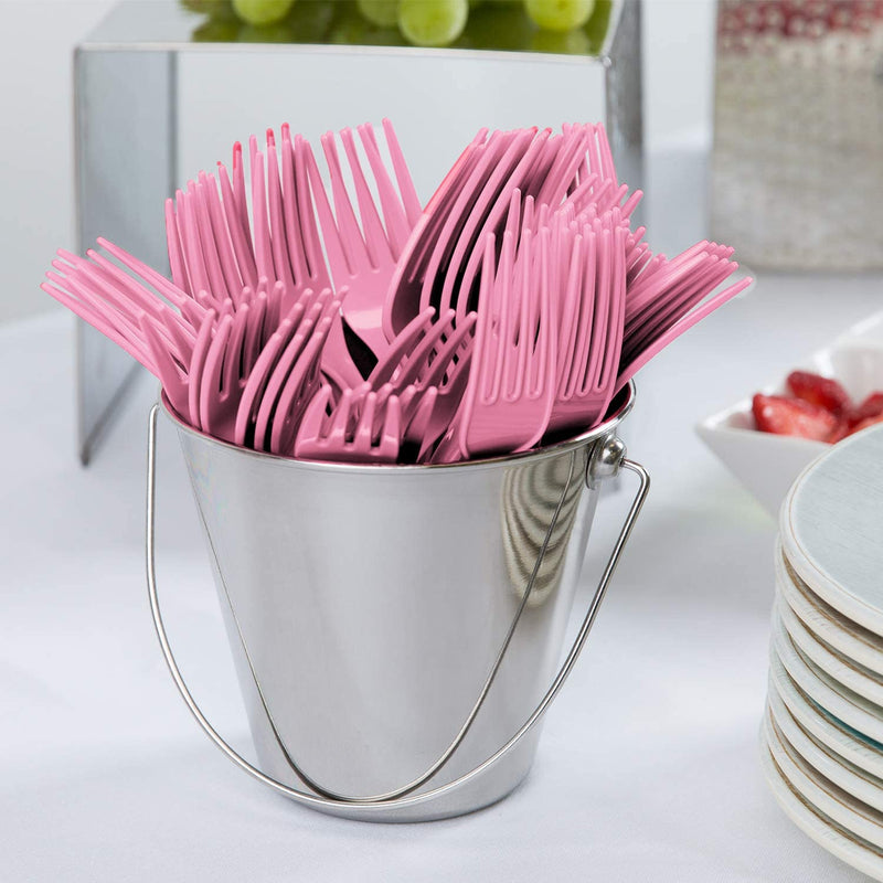 Kicko Pastel Pink Premium Forks - 108 Pack - for Party Favors, Catering Events, Parties