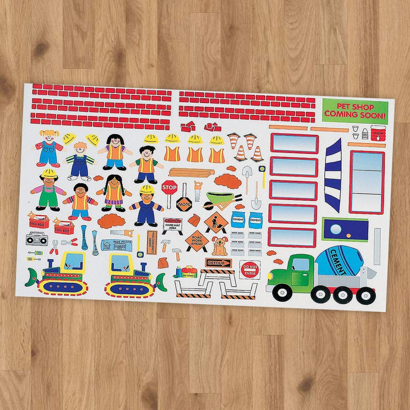 Kicko Make a Construction Site Sticker - Set of 24 Building Stickers Scene for Birthday