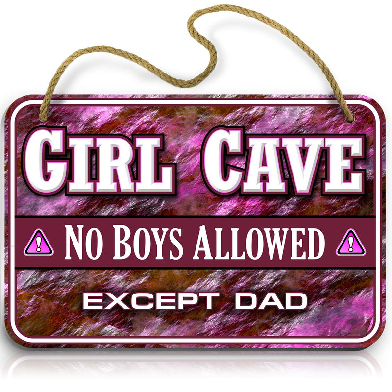 Girl Cave Sign - Girls Room Decor - Cute & Funny No Boys Allowed Except Dad