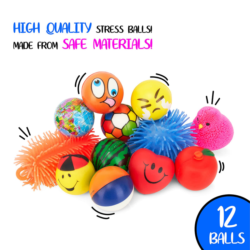 Stress Balls Puffer Stress Relief Toys Value Assortment Bulk 1 Dozen Stress Relax Toy