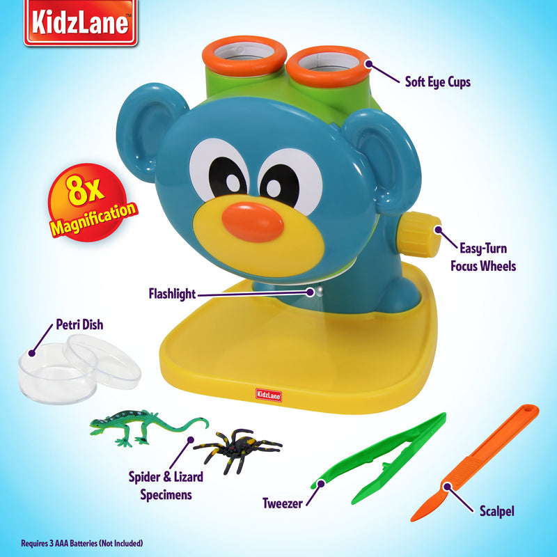 Kidzlane Microscope Science Toy for Kids - Toddler Preschool Microscope with Guide