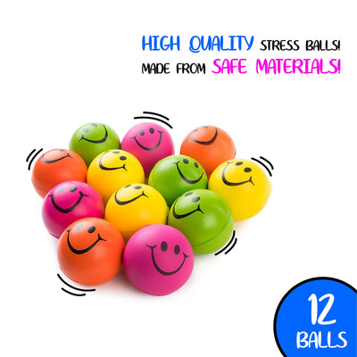 Be Happy! Neon Colored Smile Funny Face Stress Ball - Happy Smile Face Squishies Toys