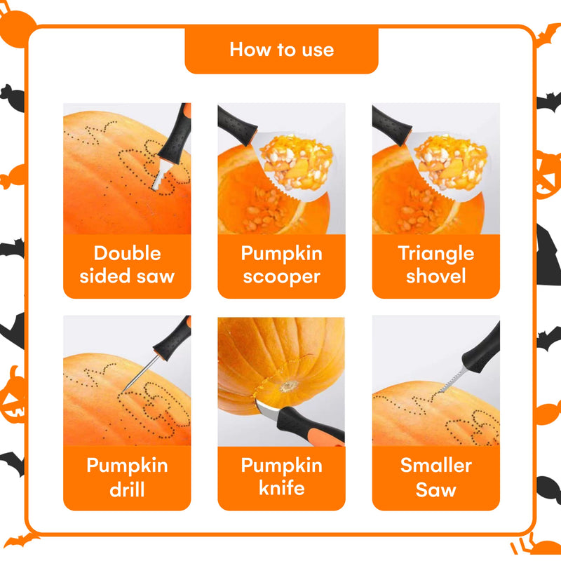 Halloween Professional Pumpkin Carving Kit - Stainless Steel Tools And Knives