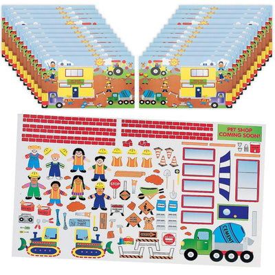 Kicko Make a Construction Site Sticker - Set of 24 Building Stickers Scene for Birthday