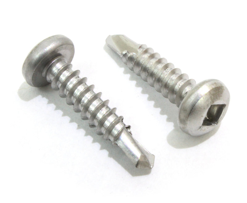 10 x 3/4" Stainless Pan Head Square Drive Sheet Metal Self Tapping Drilling Screws,