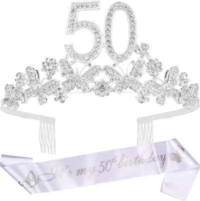 50th Birthday Gifts for Women, 50th Birthday Tiara and Sash, Its My 50th Birthday Sash