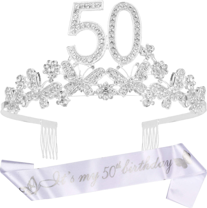 50th Birthday Gifts for Women, 50th Birthday Tiara and Sash, Its My 50th Birthday Sash