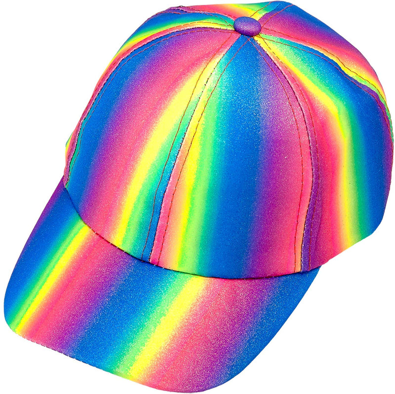 Kicko Rainbow Glitter Baseball Cap - 1 Piece, Snapback Brimmed Hat - One Size Fits All - 9