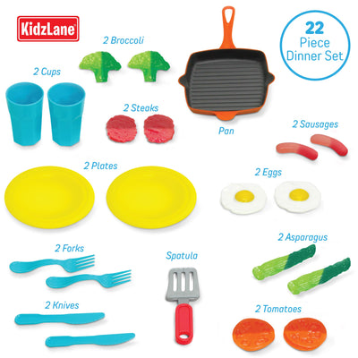 Kidzlane Kitchen Play Food and Dishes Set | 22 Piece Water Activated Color Changing