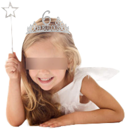 6th Birthday, 6th Birthday Gifts for Girls, 6th Birthday Tiara and Sash Silver, 6th