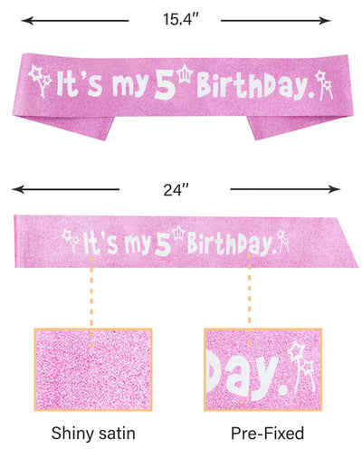 5th Birthday Gifts for Girls, 5th Birthday Tiara and Sash, 5th Birthday Decorations