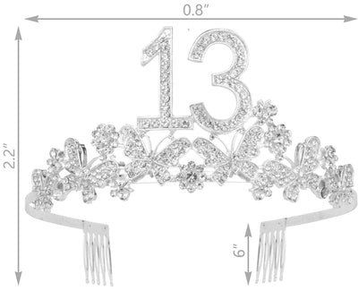 13th Birthday Gifts, 13th Birthday Decorations Party Supplies, Silver 13th Birthday Tiara