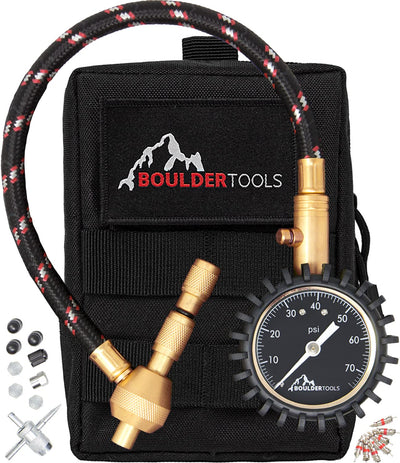 Boulder Tools Heavy Duty Rapid Tire Deflator & Molle Pouch - Precision Release Button Air