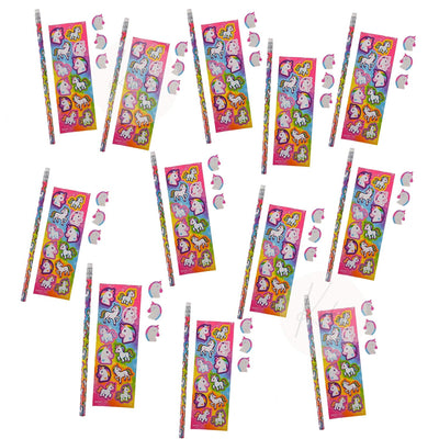 Kicko Unicorn Stationery Set - 12 Sets - for Kids, Party Favors, Stocking Stuffers