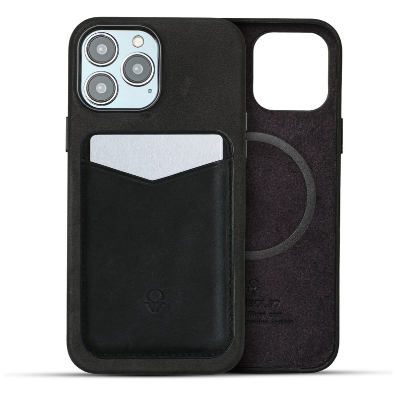 Iphone 14 Pro Max Leather Case - Vintage Black Apple Phone Case With Magsafe