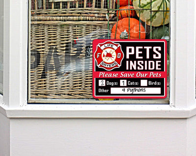 5-Pack Stylish Pet Rescue Stickers Decals for House Windows Doors | 5" x 4" Made