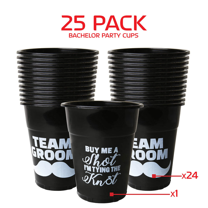 Bachelor Party Supplies - Team Groom Cups Bulk Pack Of 25 Plastic Cups