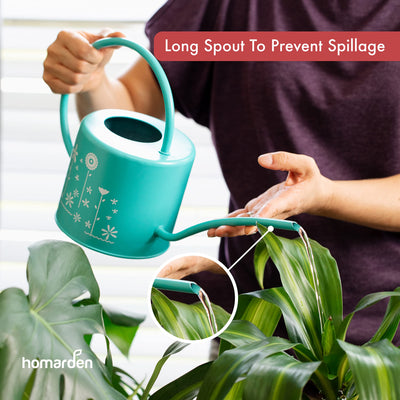 Homarden Plant Watering Can 60oz - Long Spout Watering Can Indoor and Outdoor - Teal