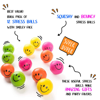 Be Happy! Neon Colored Smile Funny Face Stress Ball - Happy Smile Face Squishies Toys