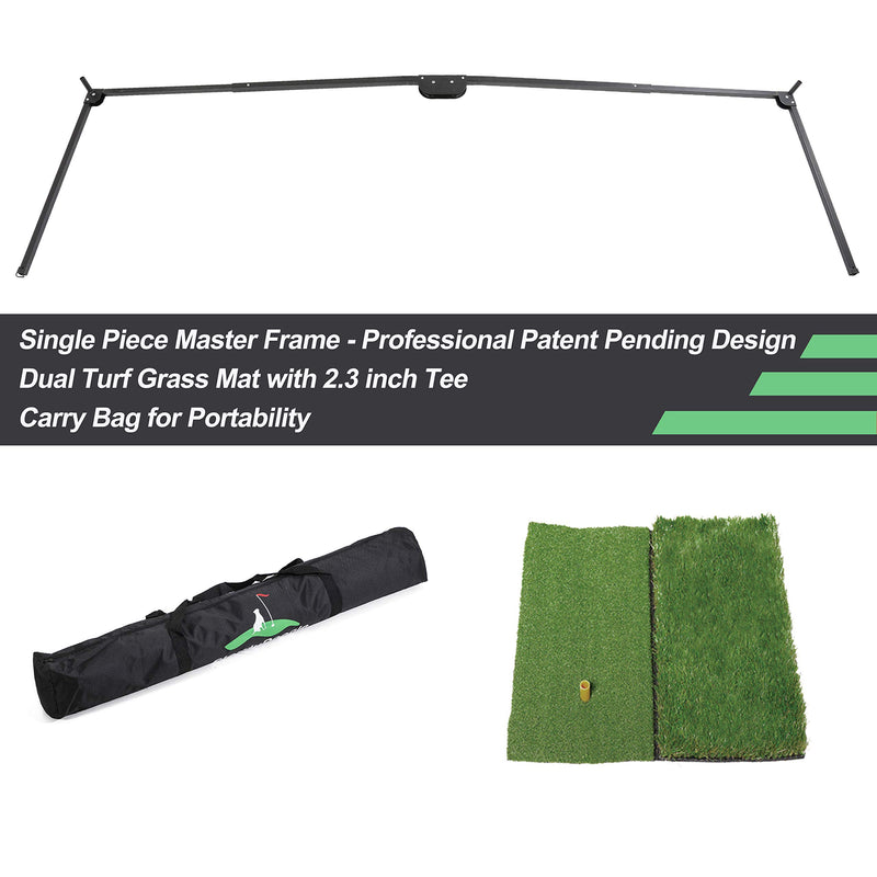 Golf Net Bundle - Professional Patent Pending Golf Practice Net, Dual-Turf Golf Mat