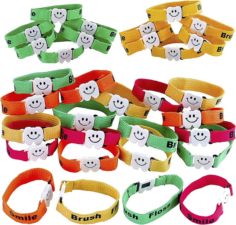 Kicko Tooth Sayings Woven Bracelets for Dentists Prizes and Party Favors - 96