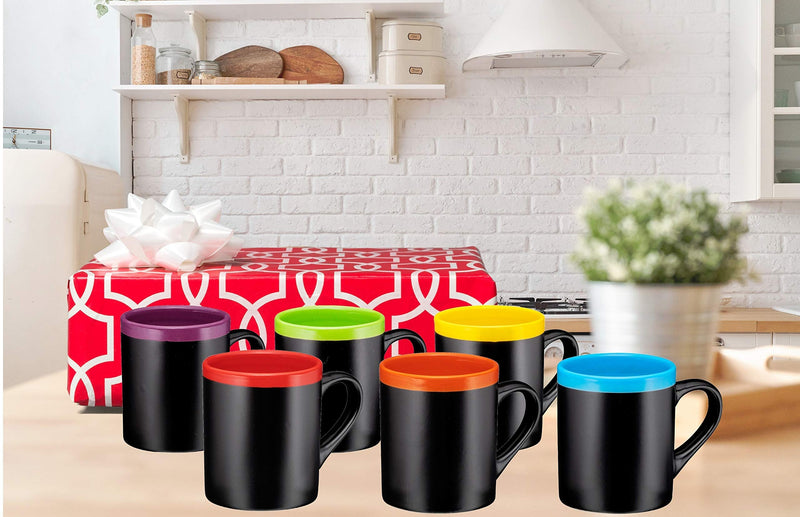 Ceramic Coffee Mugs 10oz Cups Tea Mugs Set of 6 (Matte Black