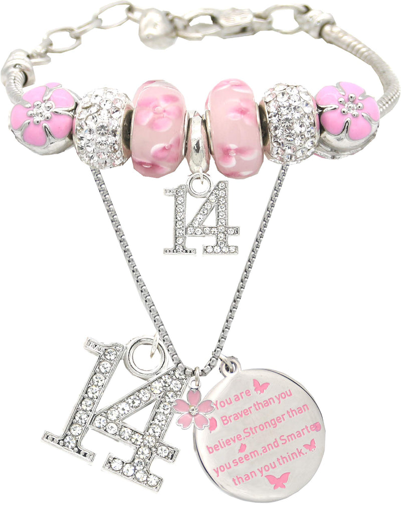 14th Birthday Gifts for Girls, 14th Birthday Charm Bracelet, 14th Birthday Necklace, 14th