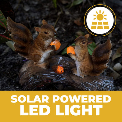 Squirrels On A Log Solar Powered Outdoor Led Garden Light