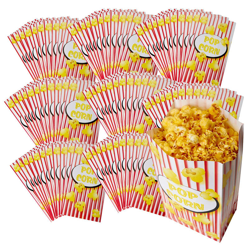 Kicko Paper Popcorn Bags - 96 Pack - Decorative and Biodegradable Snack Serving Bag -