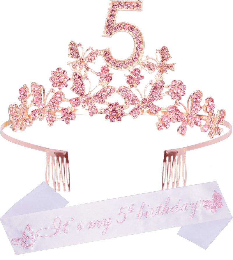 5th Birthday Gifts for Girls, 5th Birthday Tiara and Sash, Its My 5th Birthday Sash