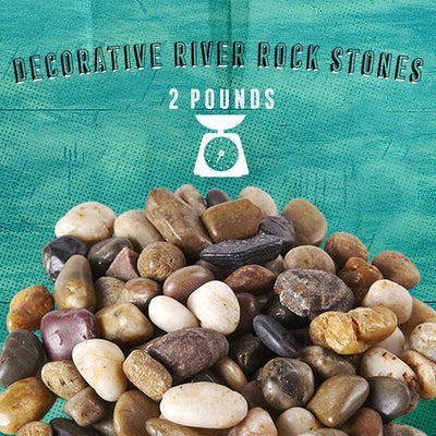 Katzco 2 Pounds Small Decorative River Rock Stones - Natural Polished Mixed Color Stones