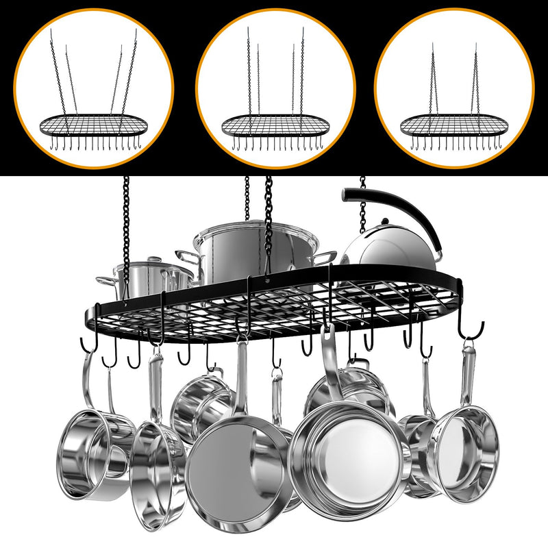 Pot And Pan Ceiling Rack, Mounted Cookware Storage Rack, Hanging Pot And Pan Suspended