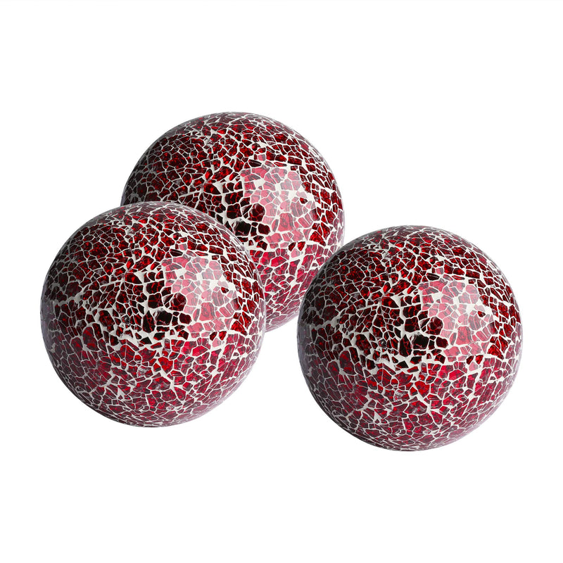 WHOLE HOUSEWARES | Decorative Balls | Set of 3 Glass Mosaic Orbs for Bowls | 4" Diameter