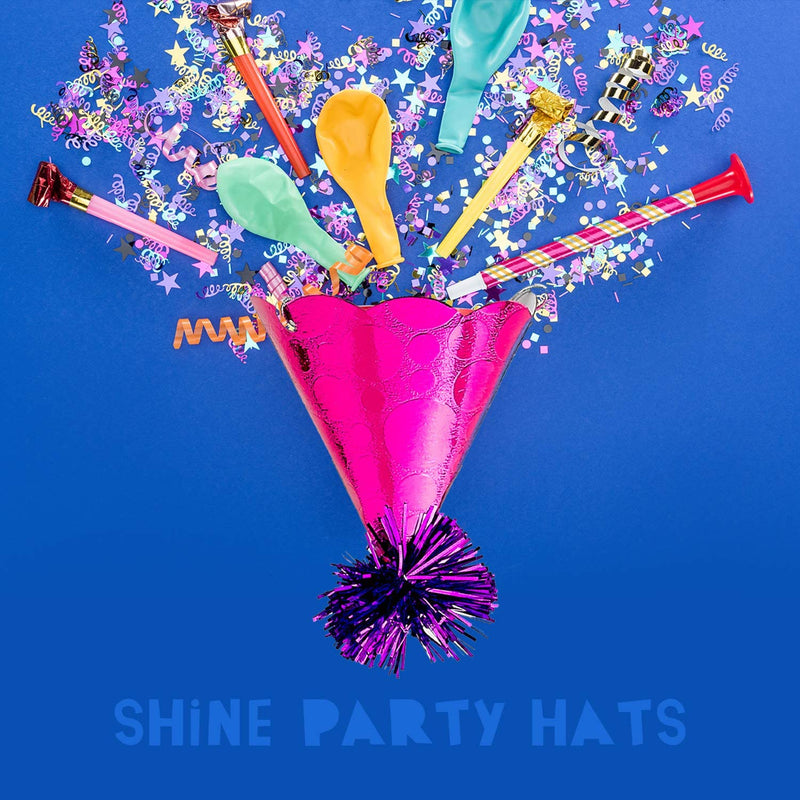 Kicko Mini Party Hats - 8 Pack - 4 Glossy Colors - for Kids, Party Favors, Stocking