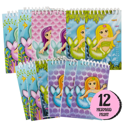 Kicko Mermaid Spiral Notebooks - 12 Pack - 2.4 x 3.6 Inch - for Kids, Party Favors