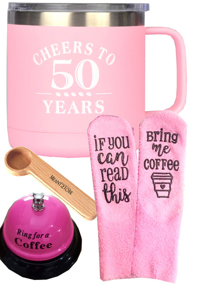 50th Happy Birthday Gift for Women, 50th Birthday Coffee Mug Tumbler, 50 and Fabulous