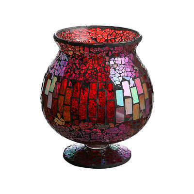 6.5 X 7 Inches Mosaic Glass Hurricane, Mosaic Glass Vase for Gifts & Home Decoration