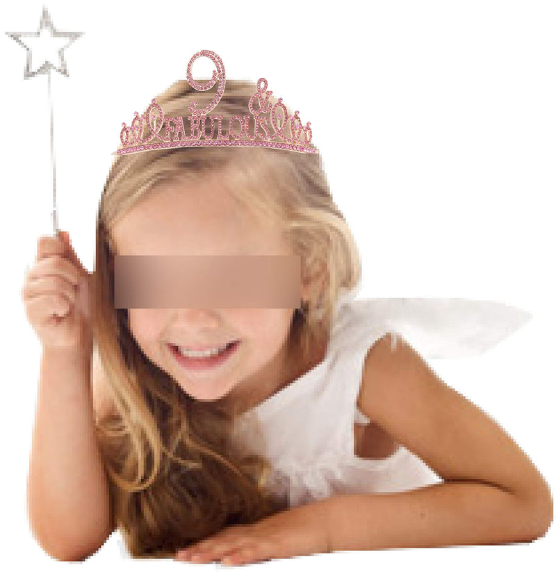 9th Birthday Gifts for Girl,9th Birthday Tiara and Sash Pink,9th Birthday Decorations