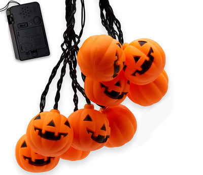 Top Race Halloween String Lights, 10 Big 3 Inch Battery Powered Jack o Lantern Blinking