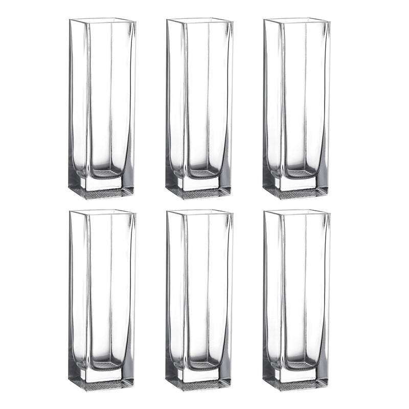 Mini Clear Glass Tall Square Block Vase Set of 6 (1.5X5inch